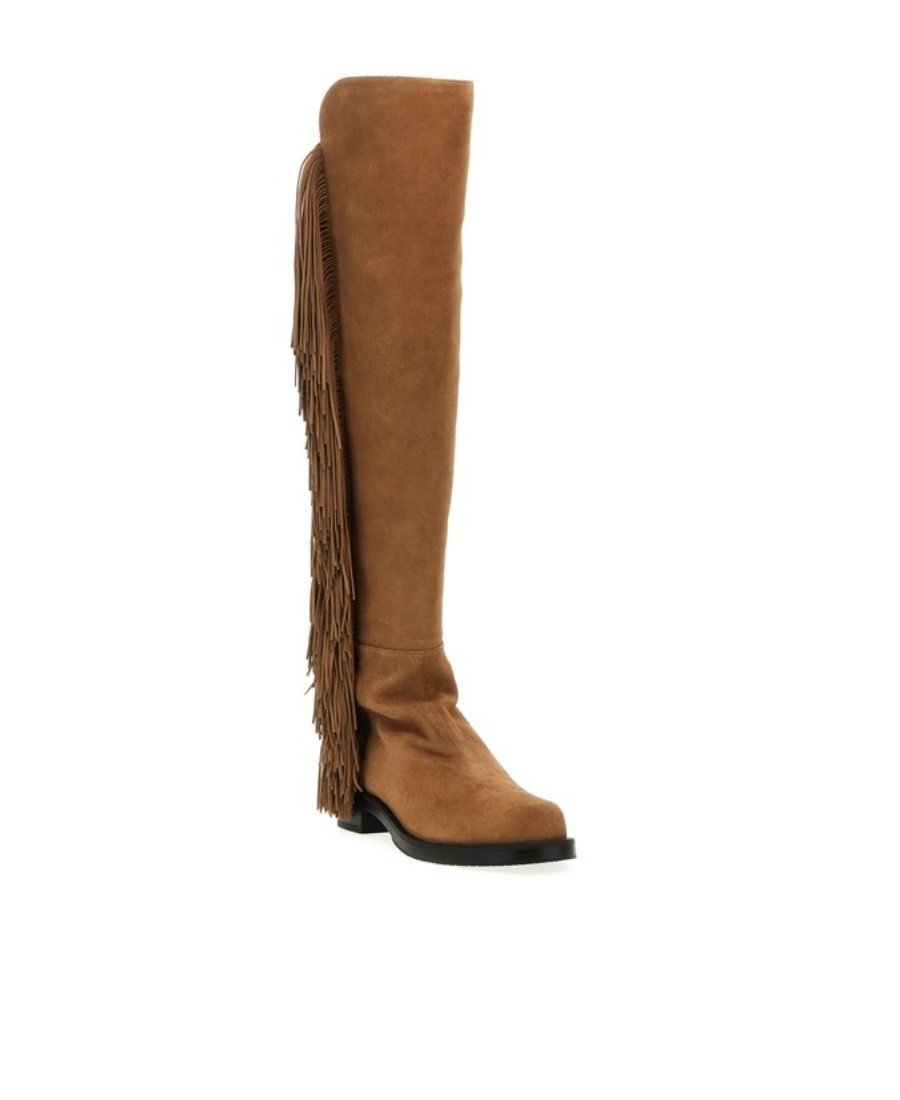 Stuart Weitzman Brown 5050 Bold Fringe Boots In Brown