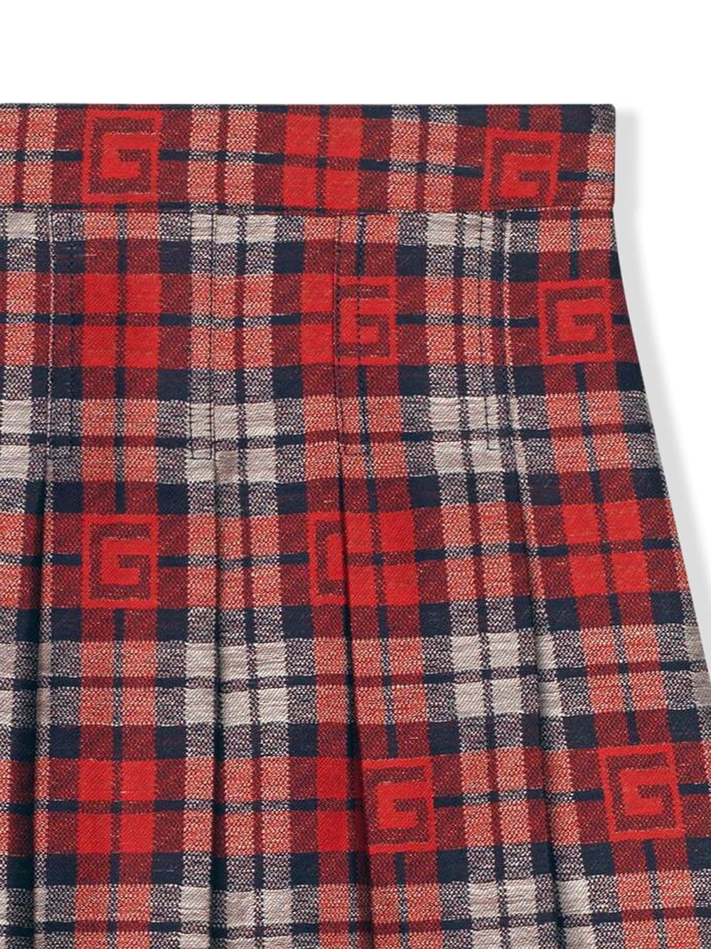Gucci Square G Check Skirt In Red