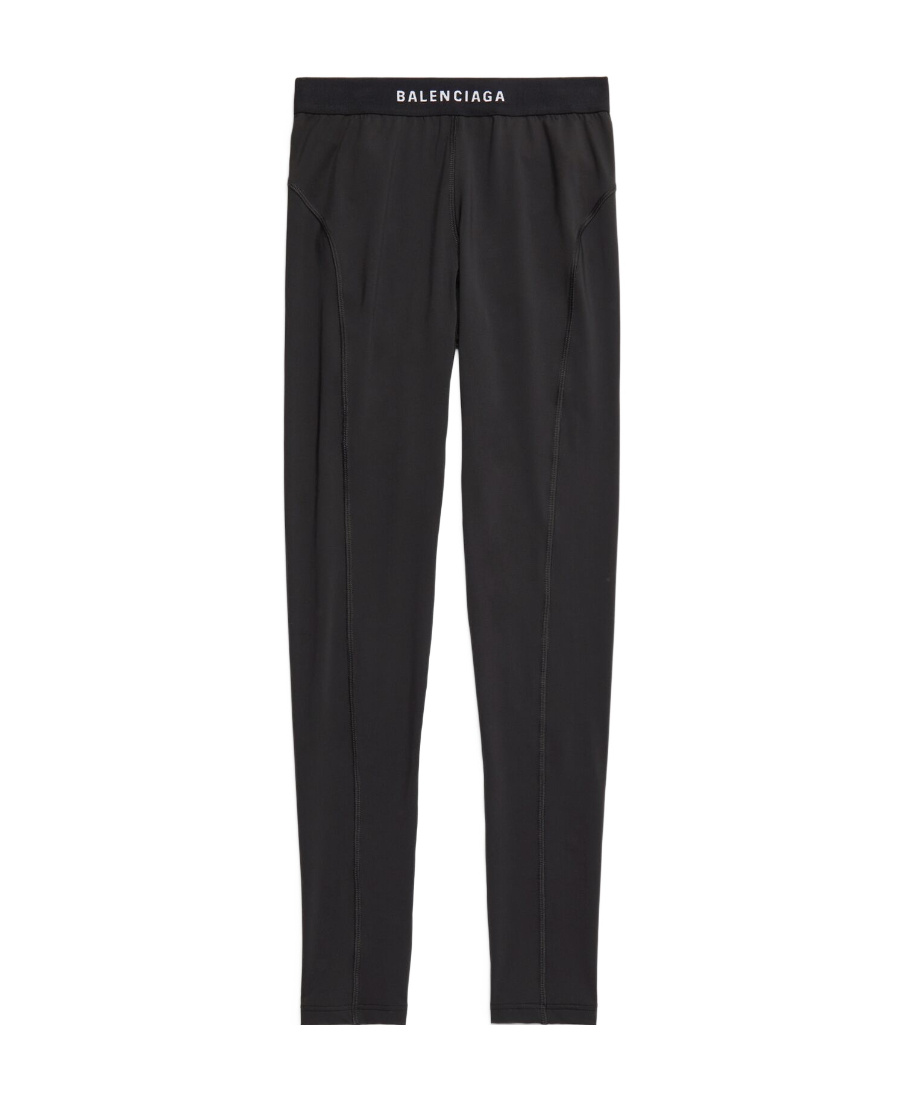 Balenciaga Logo-waistband Leggings In Black