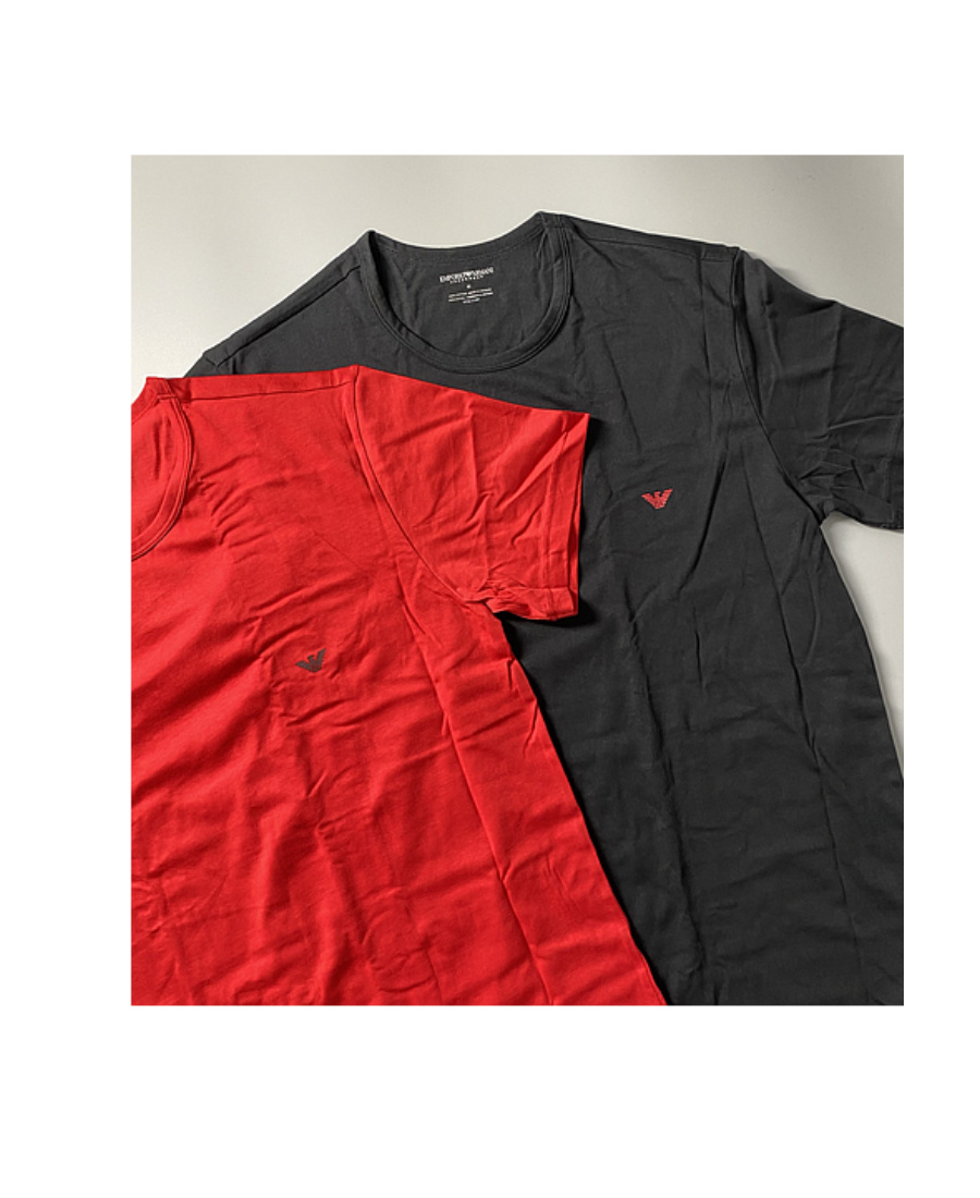 Ea7 Logo Details Two T-shirts In Red