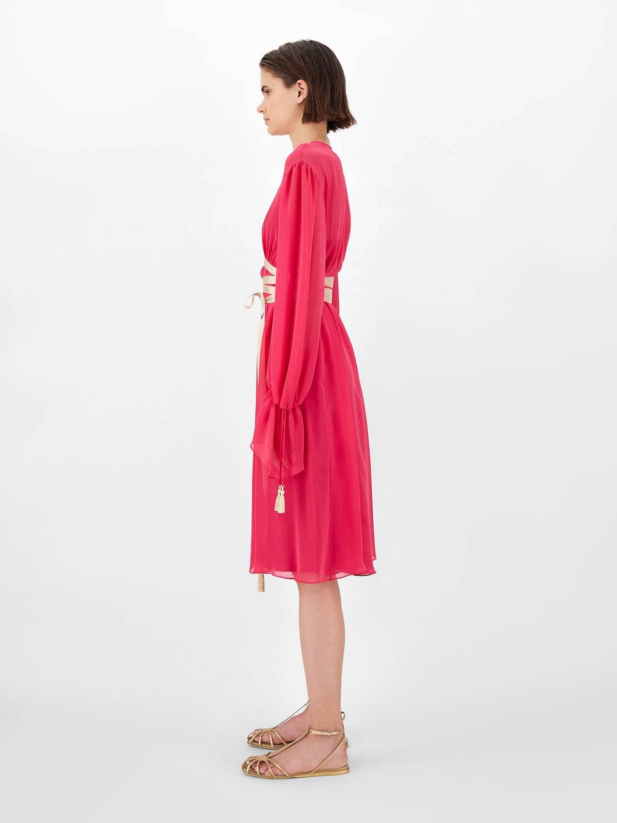 Max Mara V-neck Long-sleeved Dress In Pink