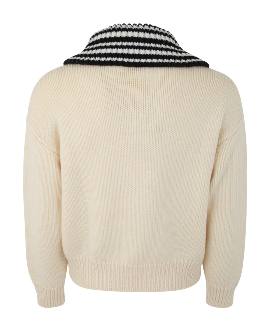 Shop Marni Contrasting-collar Ribbed Jumper In Nude