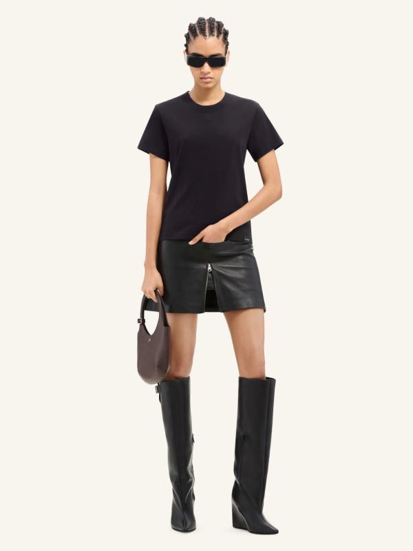 Courrèges Open-necked Black Shirt In Black