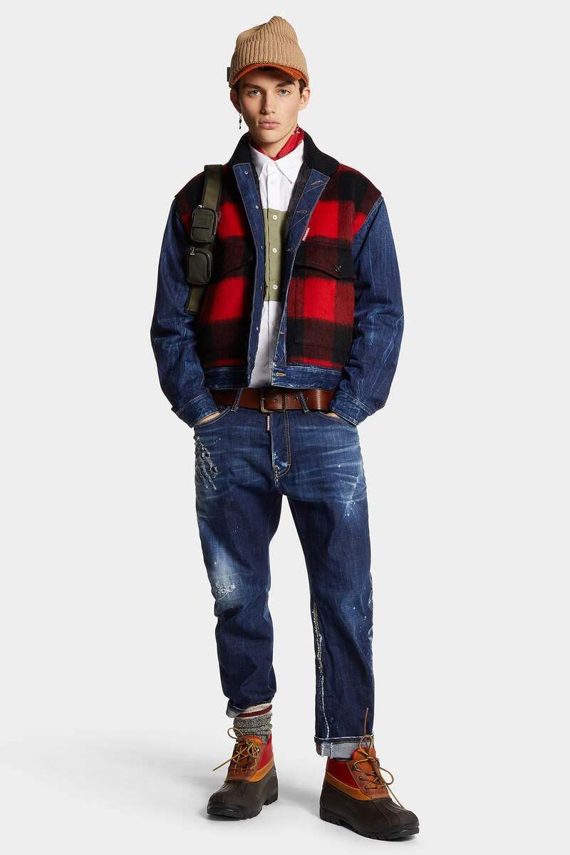 DSQUARED2 DSQUARED2 CHECK-PRINTED BUTTON-UP DENIM JACKET