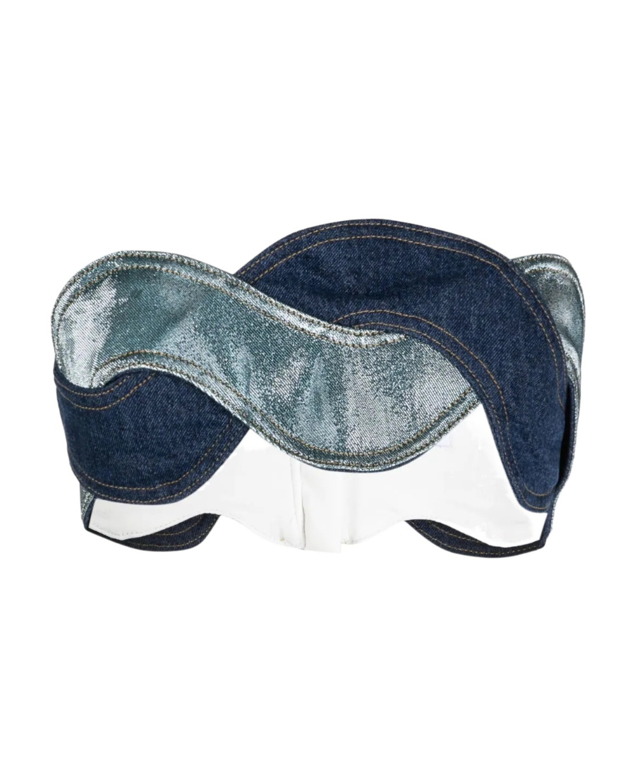 AREA DENIM PATCHWORK-DESIGN TOP