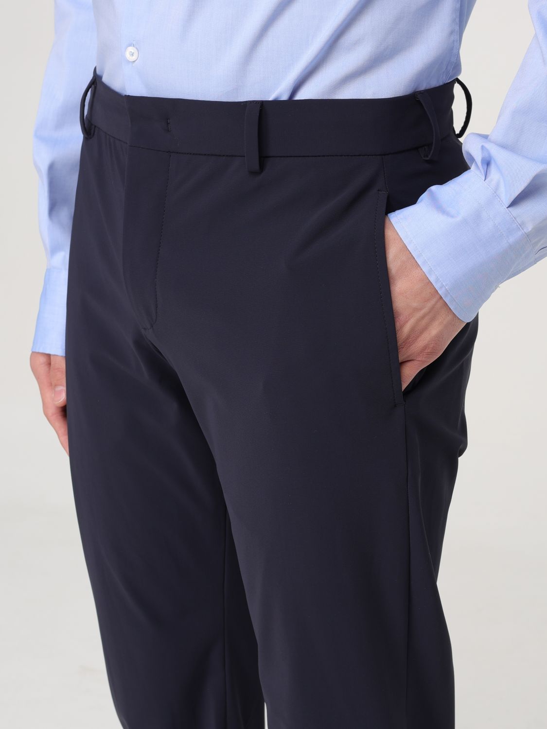 Pt Torino Navy Blue Cotton Trousers In Black