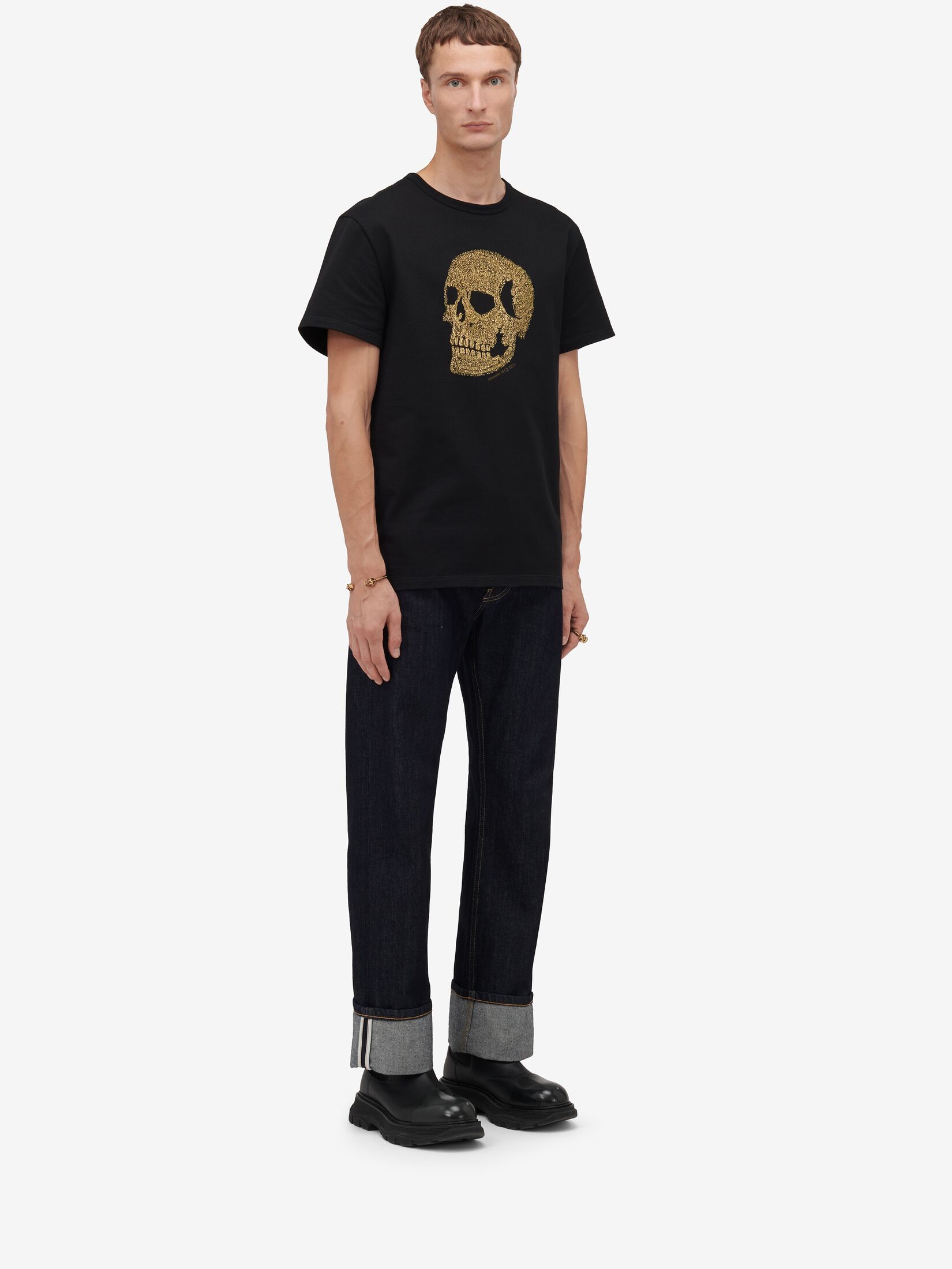 Alexander Mcqueen Skull Embellished Crewneck T-shirt In Black