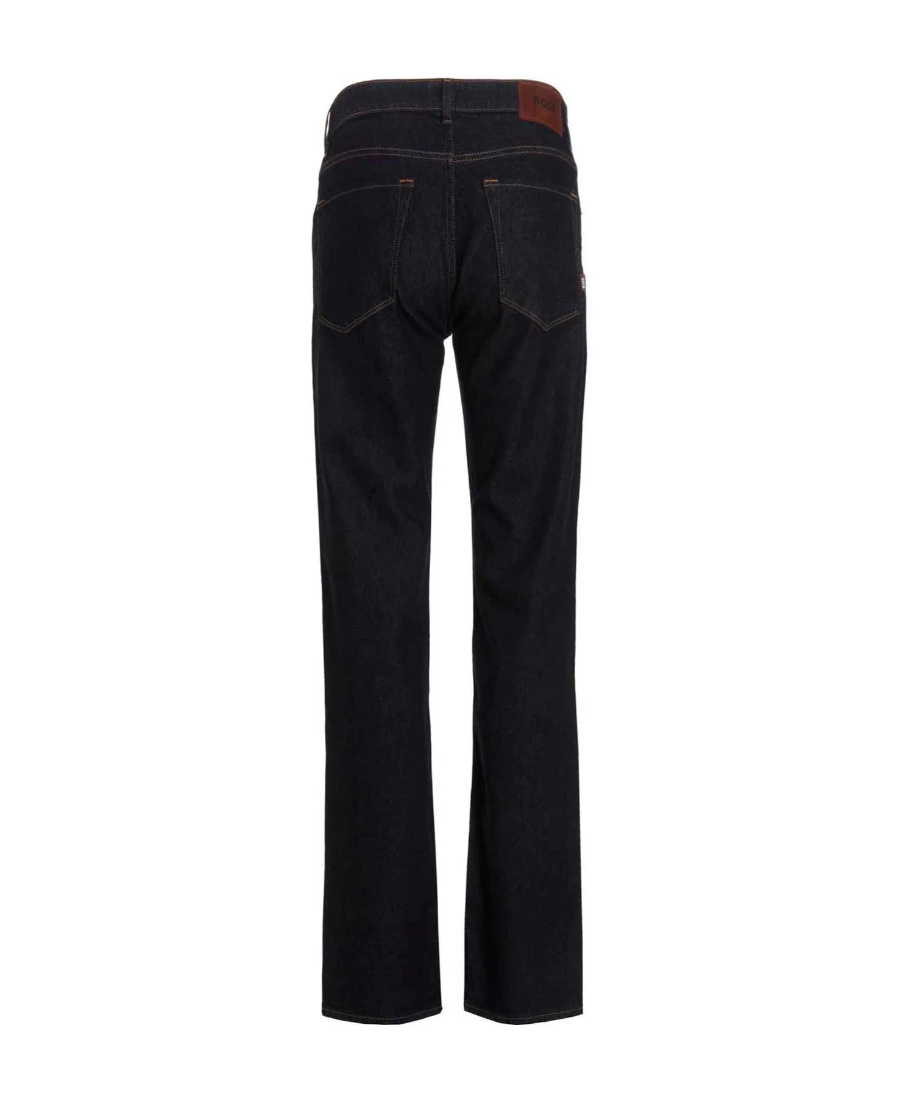 Hugo Boss Mid-rise Straight-leg Jeans In Black