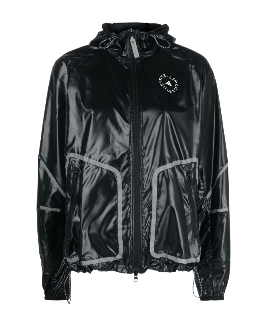 Adidas By Stella Mccartney Zip-up Hooded Jacket In Black
