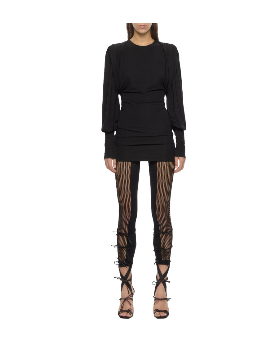 Attico The Quinn Fitted Crewneck Mini Dress In Black