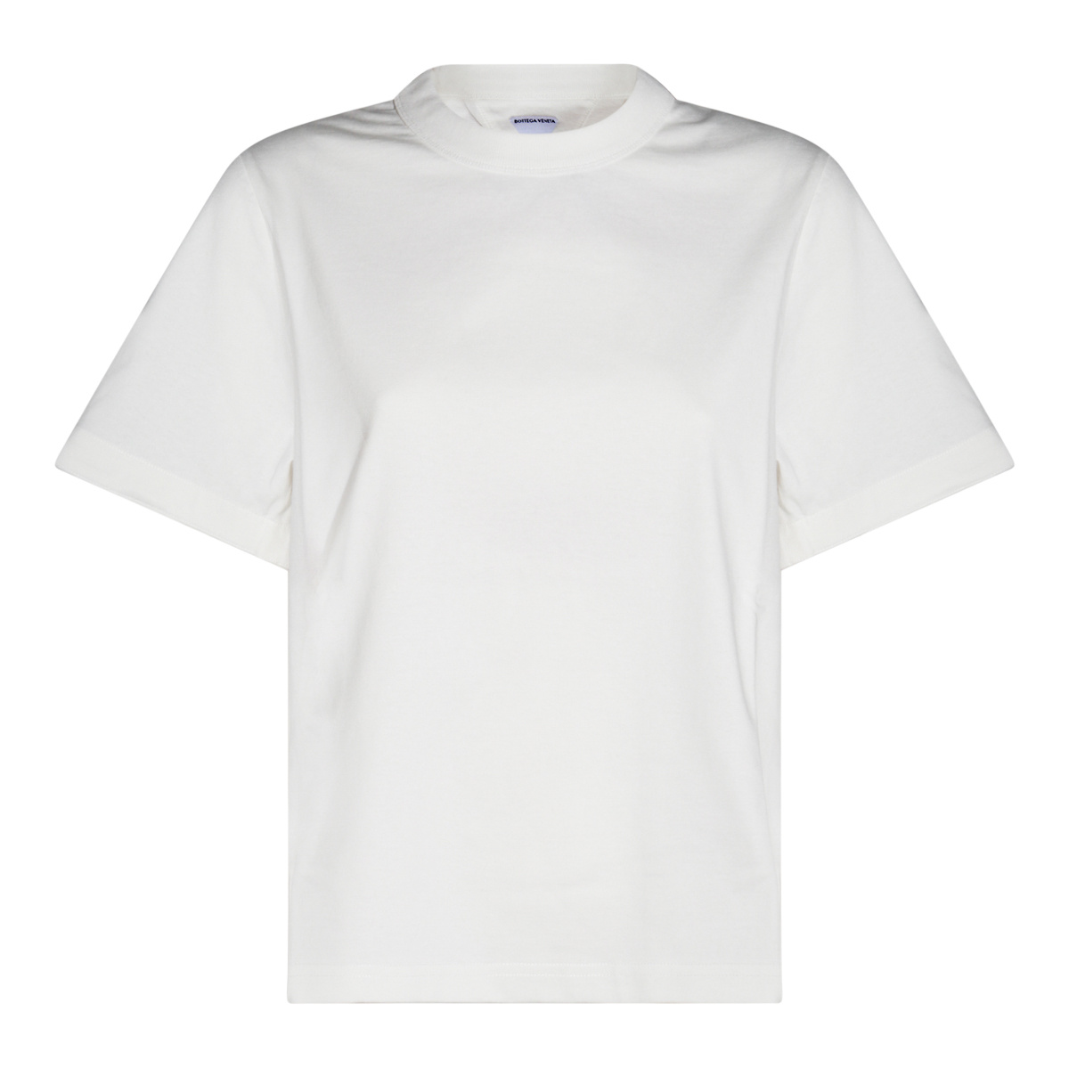 Bottega Veneta Crew Neck Cotton T-shirt With Popeline Lining In White