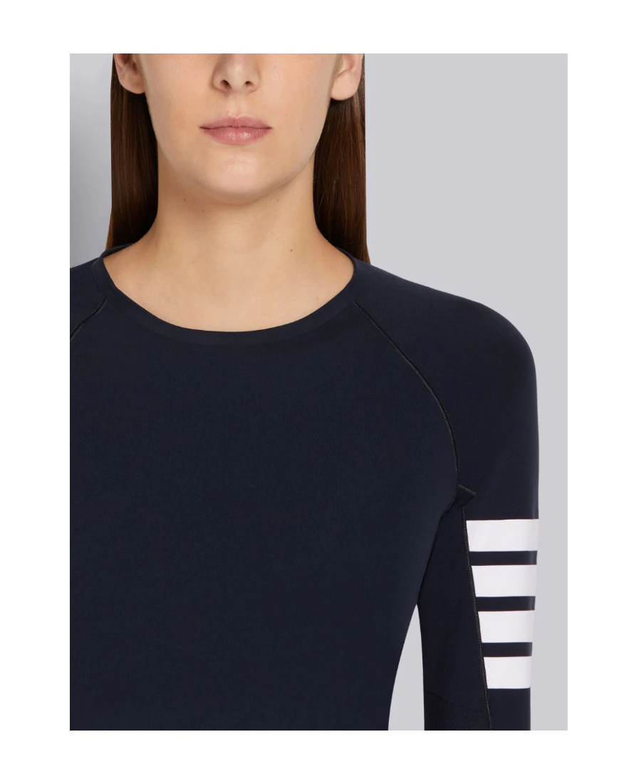 Thom Browne 4-bar Compression Long Sleeve Top In Black