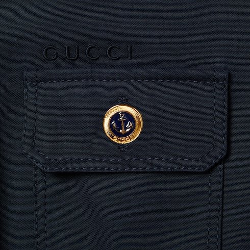 Gucci Cotton Canvas Jacket With Embroidery In Blue