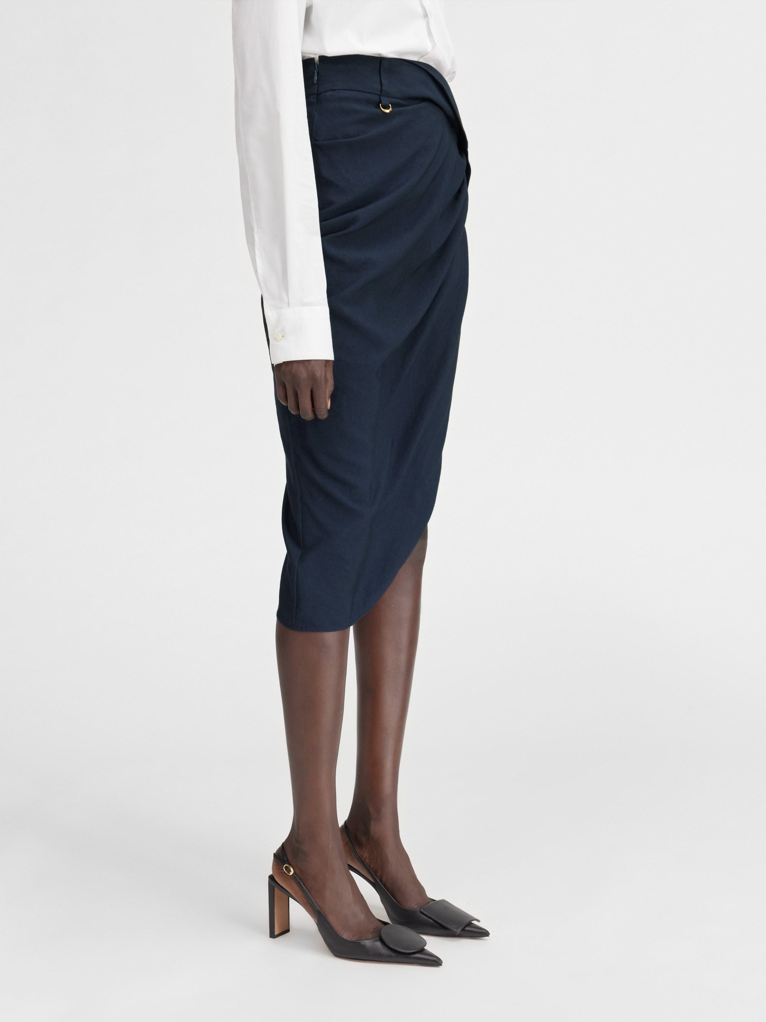Jacquemus La Jupe Saudade Draped Skirt In Blue