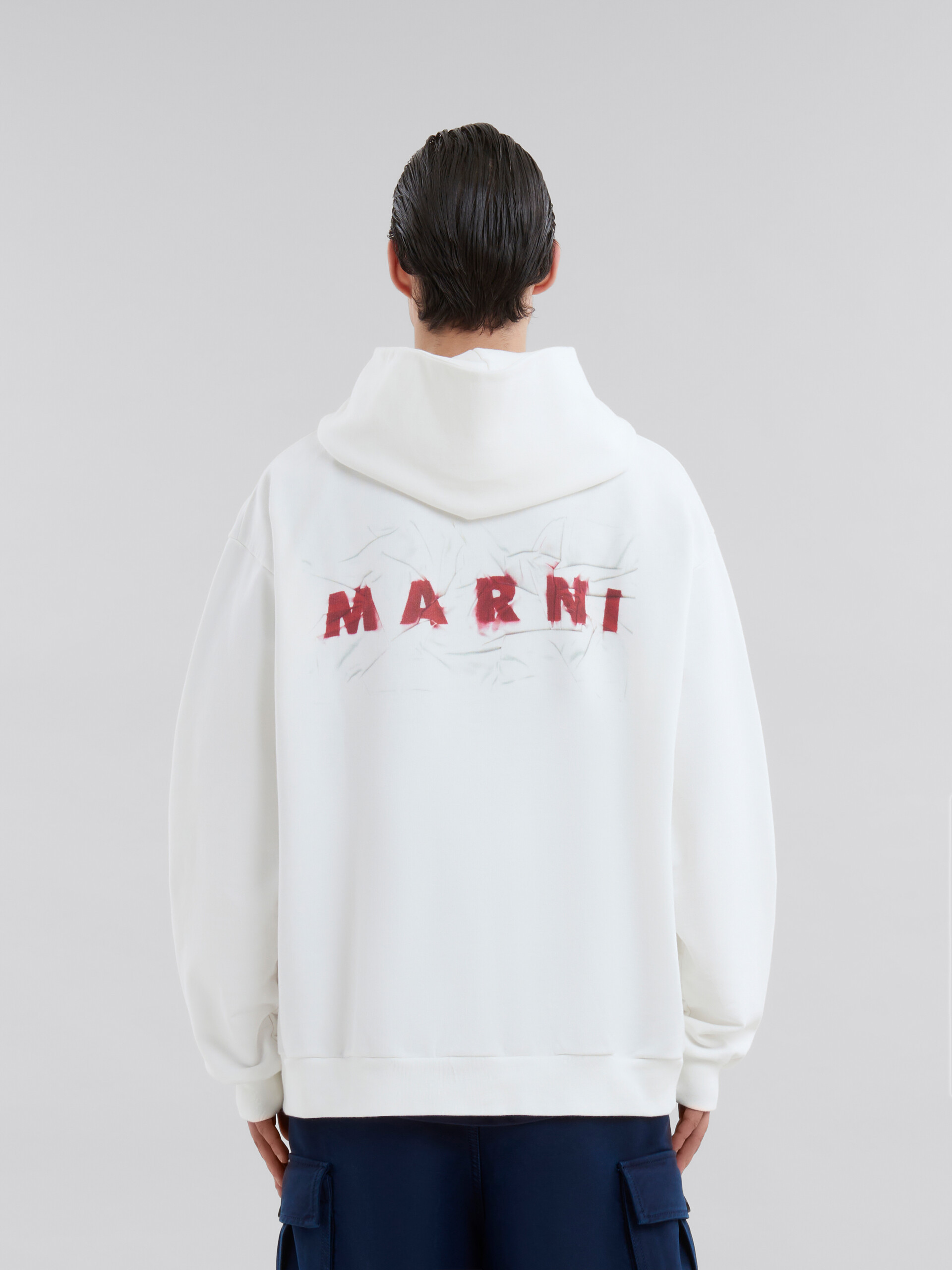 Marni Logo-print Cotton Hoodie In White