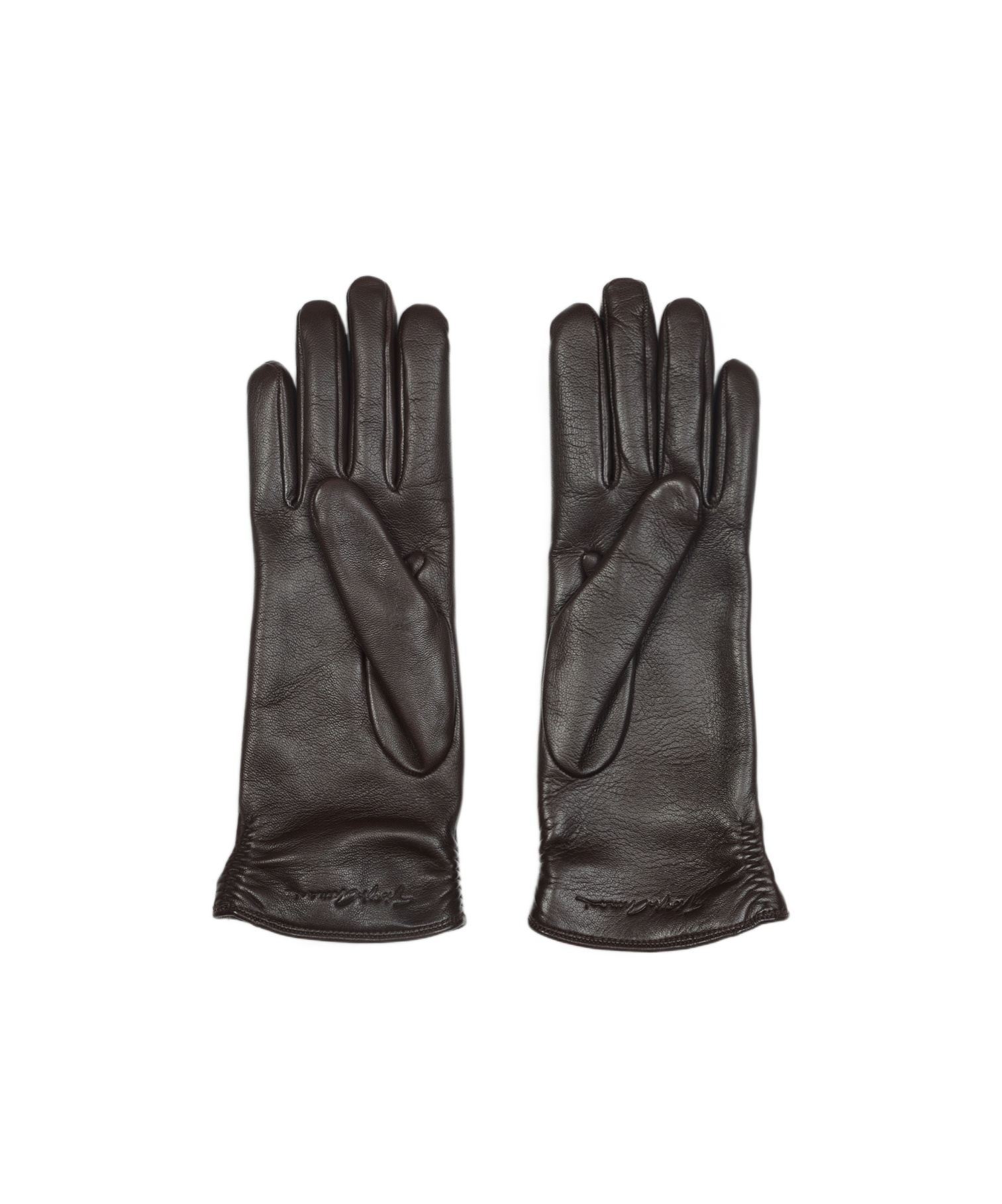 Giorgio Armani Lambskin Nappa Leather Gloves In Black