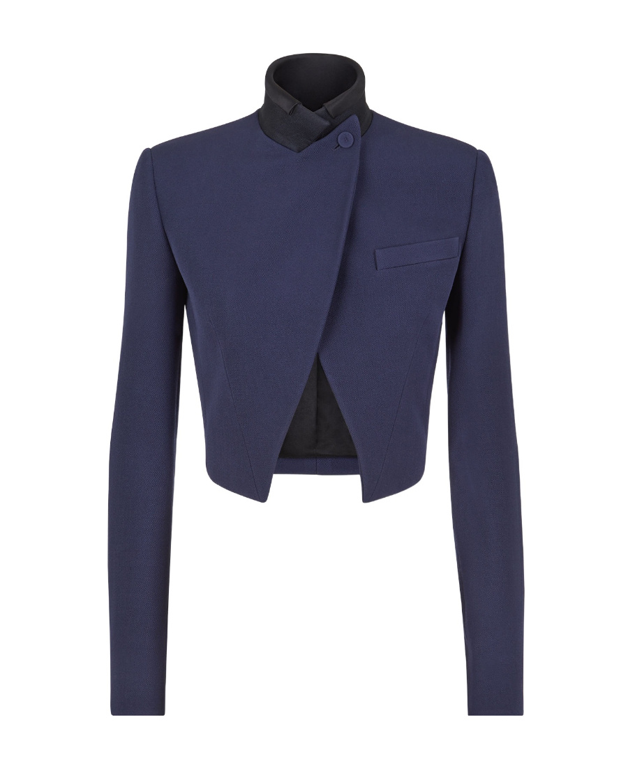 Fendi Asymmetric Cropped Blazer In Blue