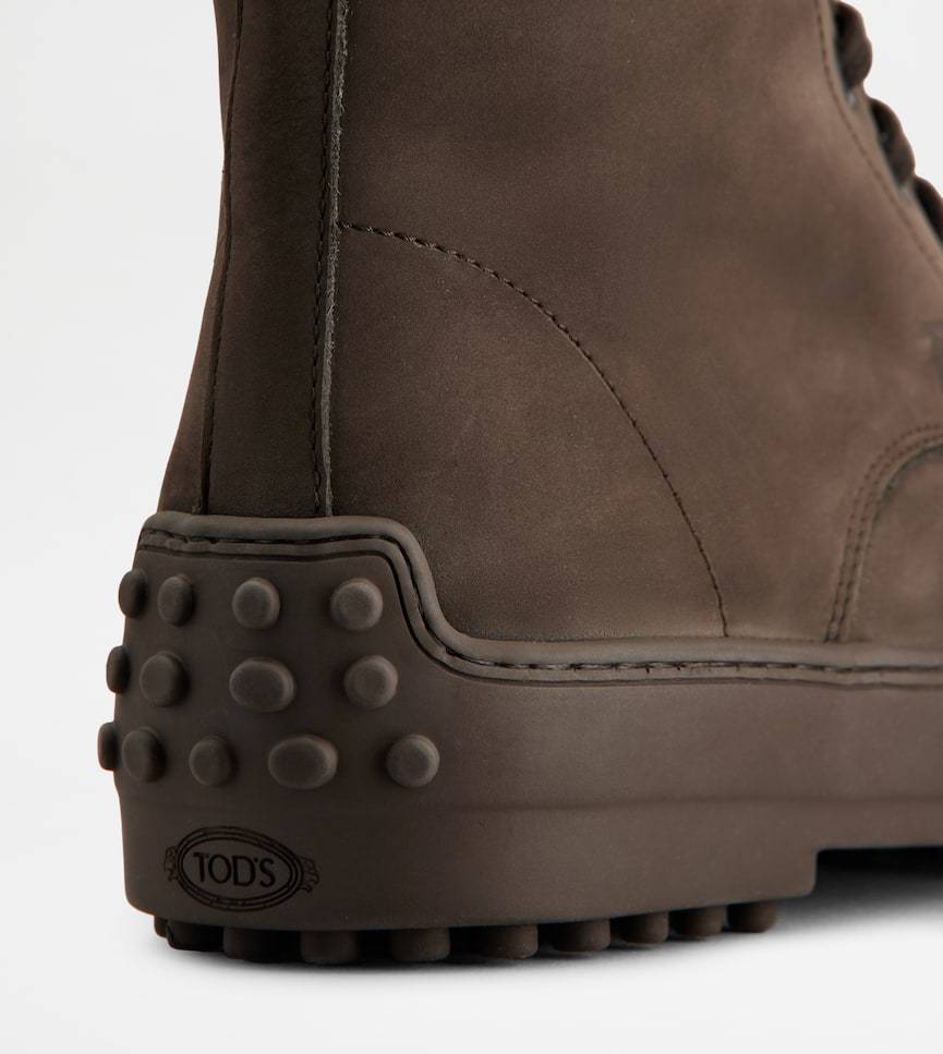Tod's Gommino Nubuck Ankle Boots In Brown