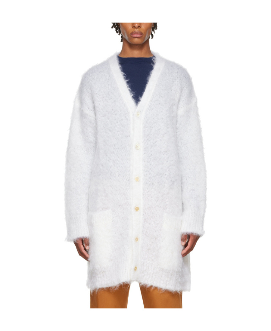Marni White Mohair Cardigan In White