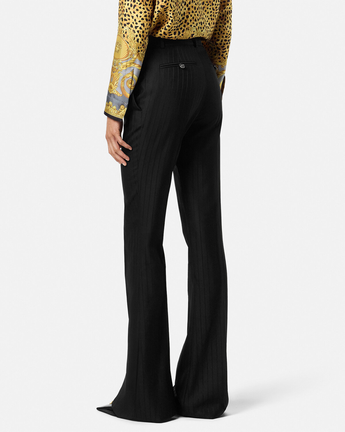 Versace Informal Pant Responsible Wool Tonal Pinstripes Clothing In Black