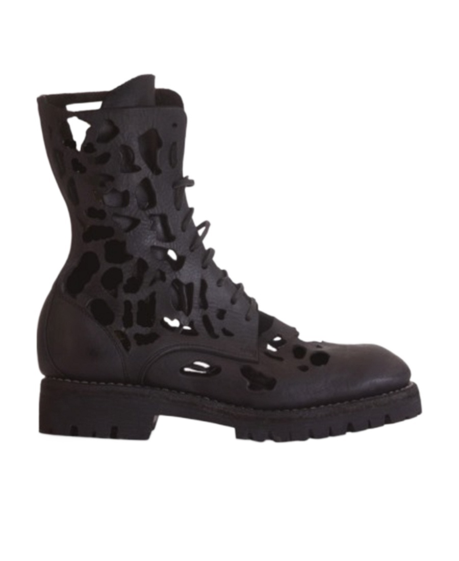 Guidi Hollow-out Short Boots In Black