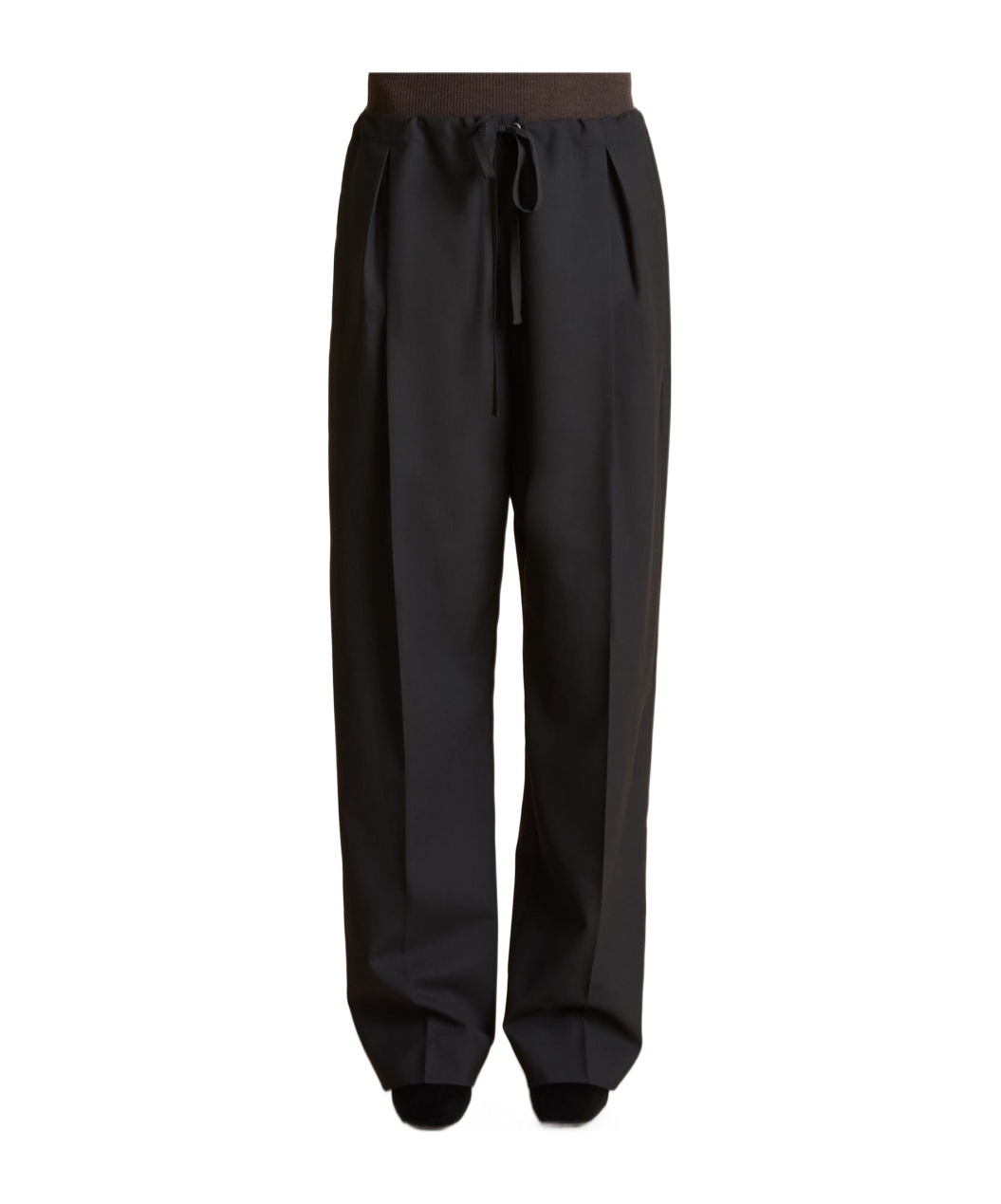 Khaite Trenton Pleated Straight-leg Pull-on Pants In Black