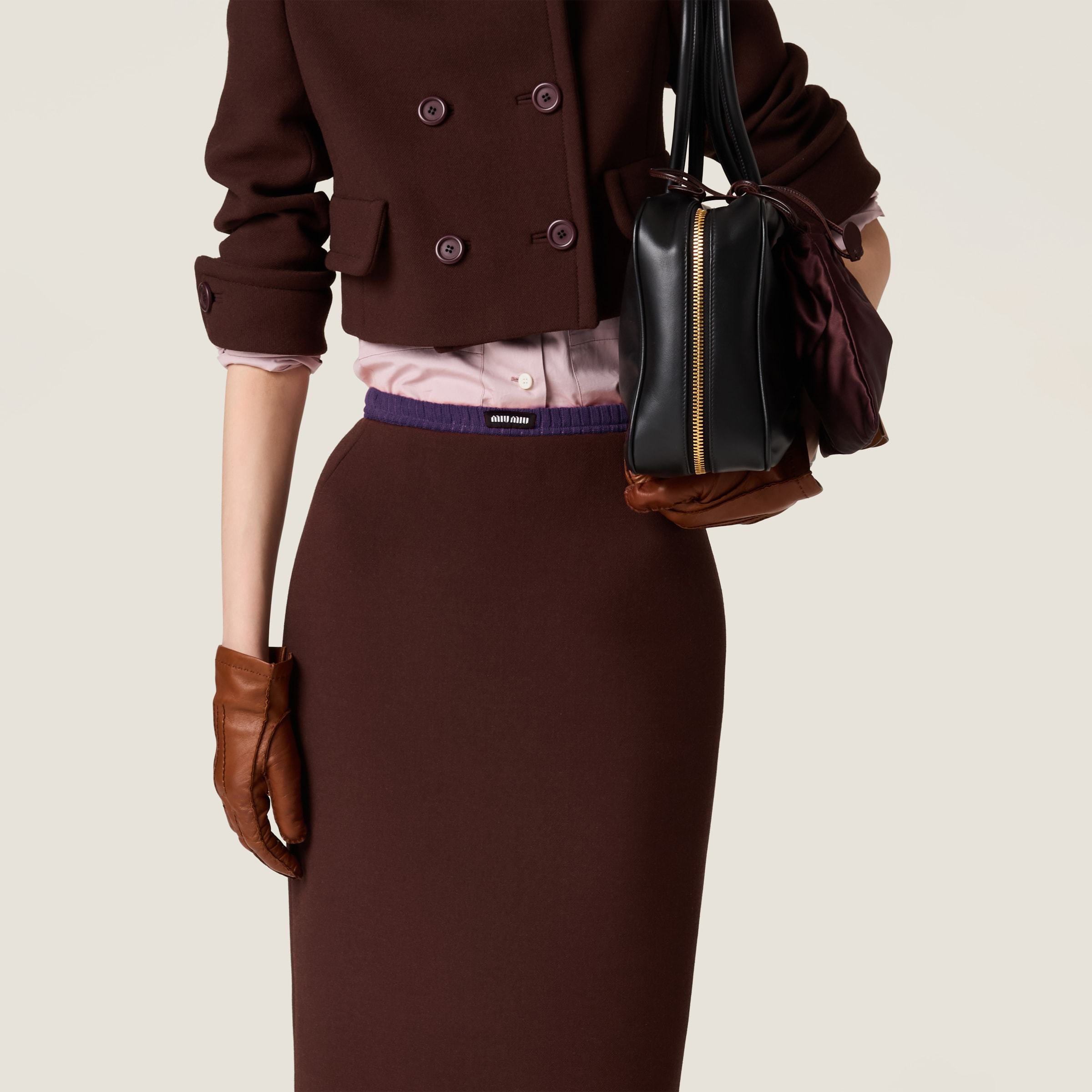 Miu Miu Pencil Midi Skirt In Black