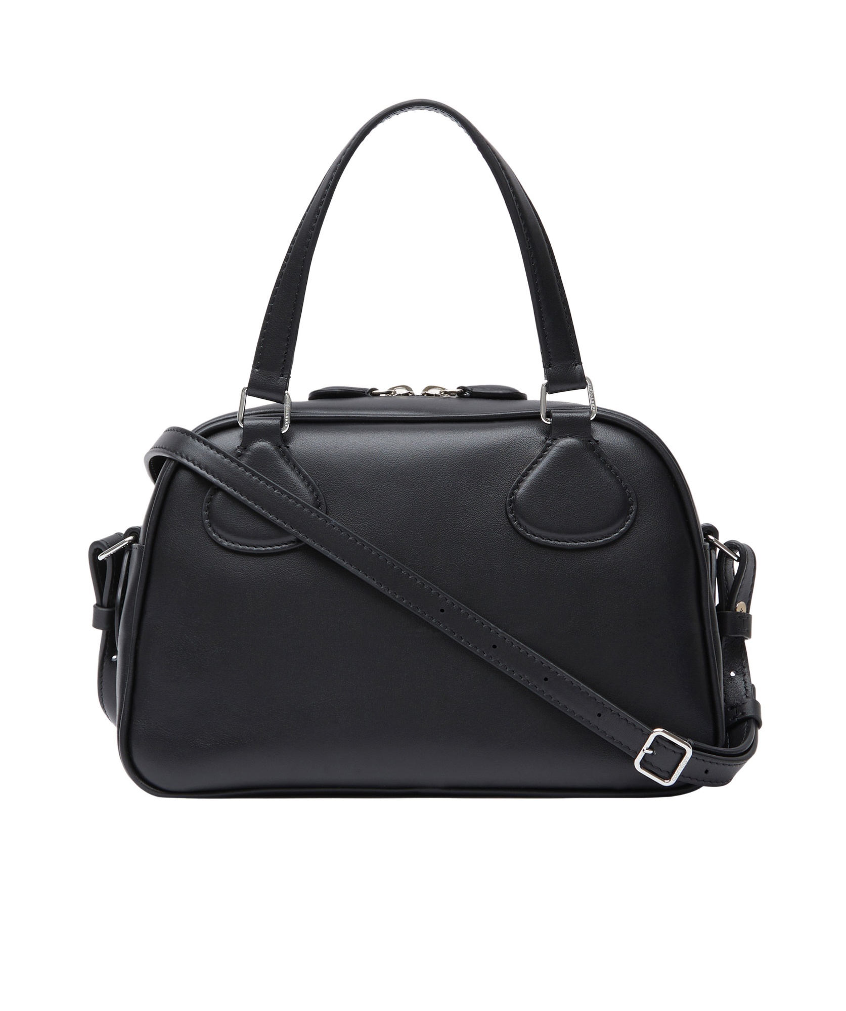 Courrèges Courregès Ac Stud Naplack Leather Mini Bowling Bag In Black