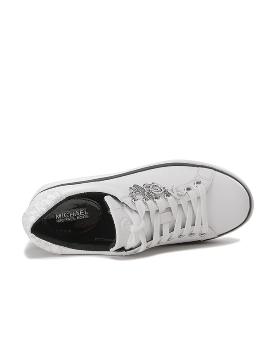Michael Michael Kors Logo-charm Leather Sneakers In White