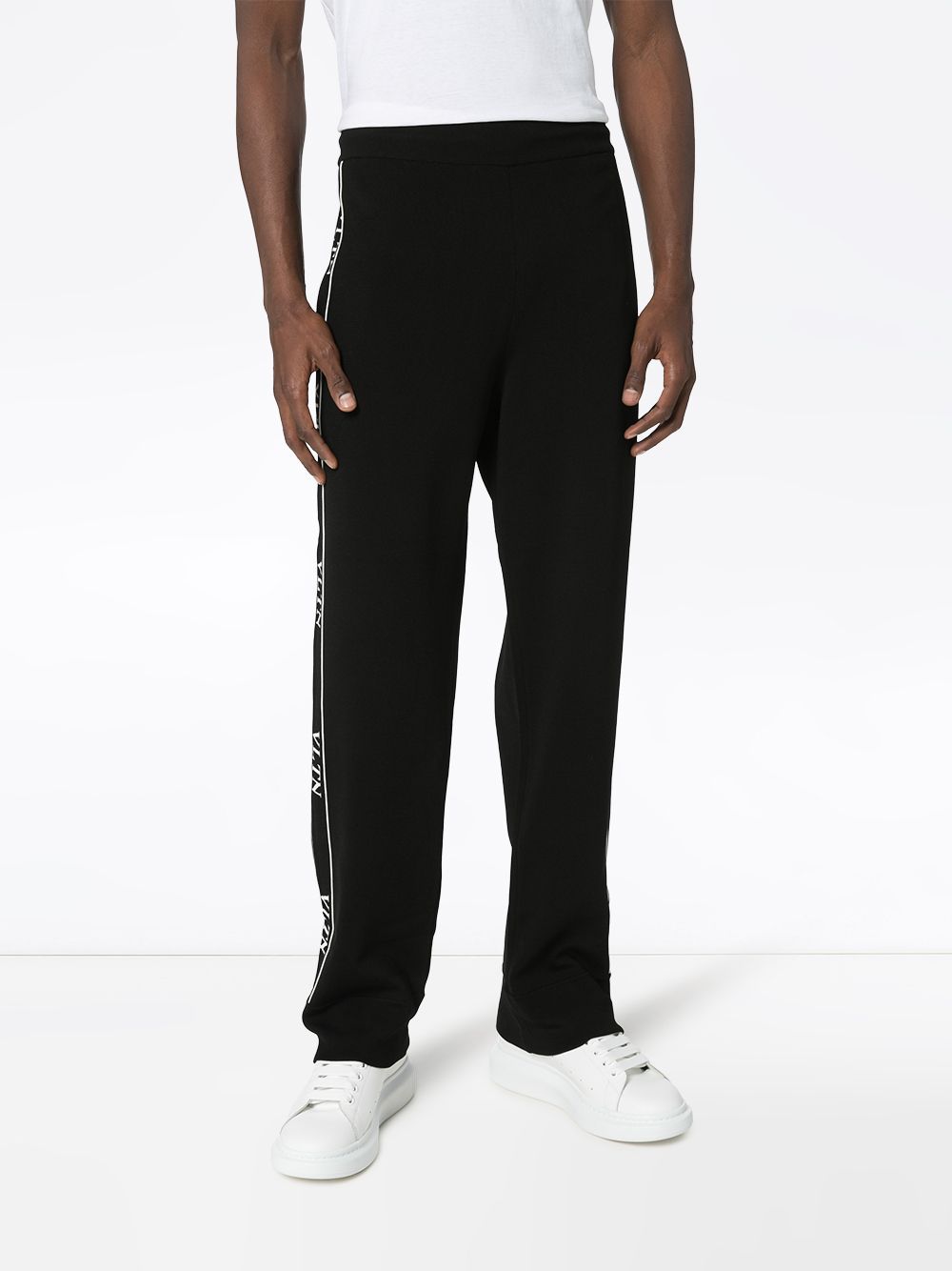 Valentino Ticker Logo-print Track Pants In Black