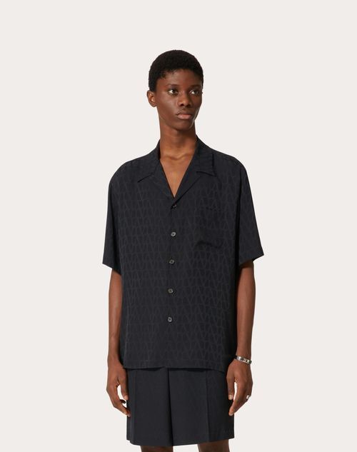Valentino Toile Iconographe-pattern Silk Shirt In Black