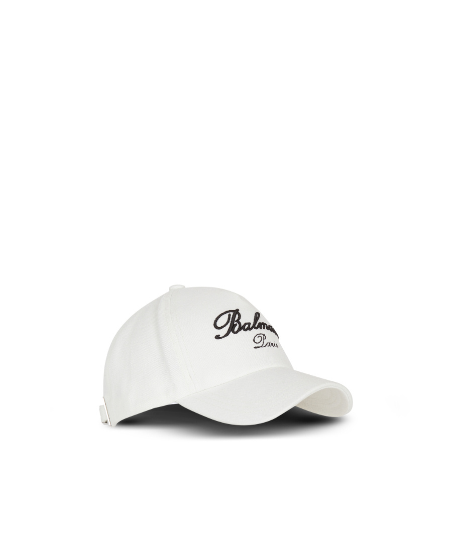 Balmain Logo-embroidered Cotton Cap In White