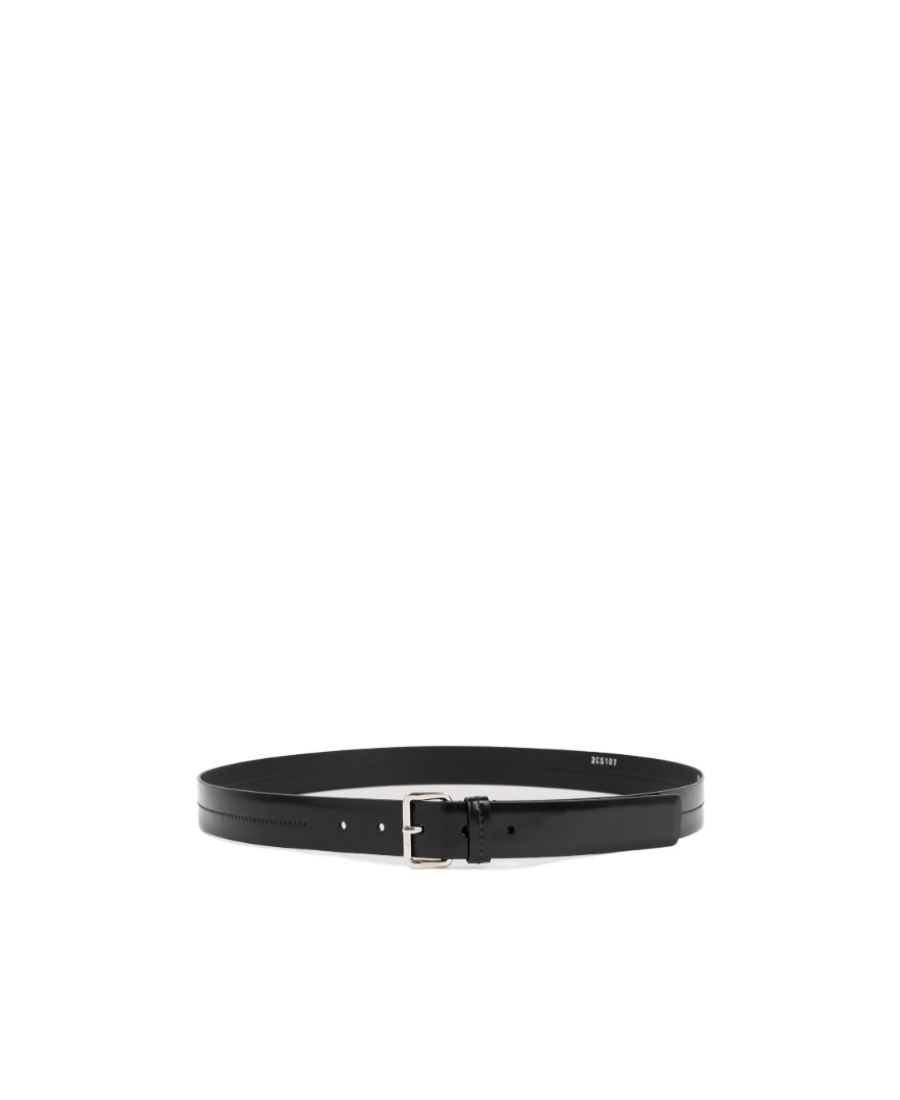Prada Logo-engraved Leather Belt In Black