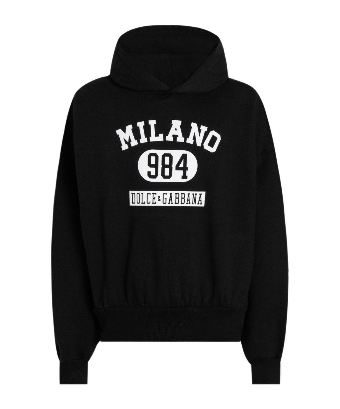 Dolce & Gabbana Long-sleeved Hooded Sweatshirt In Black