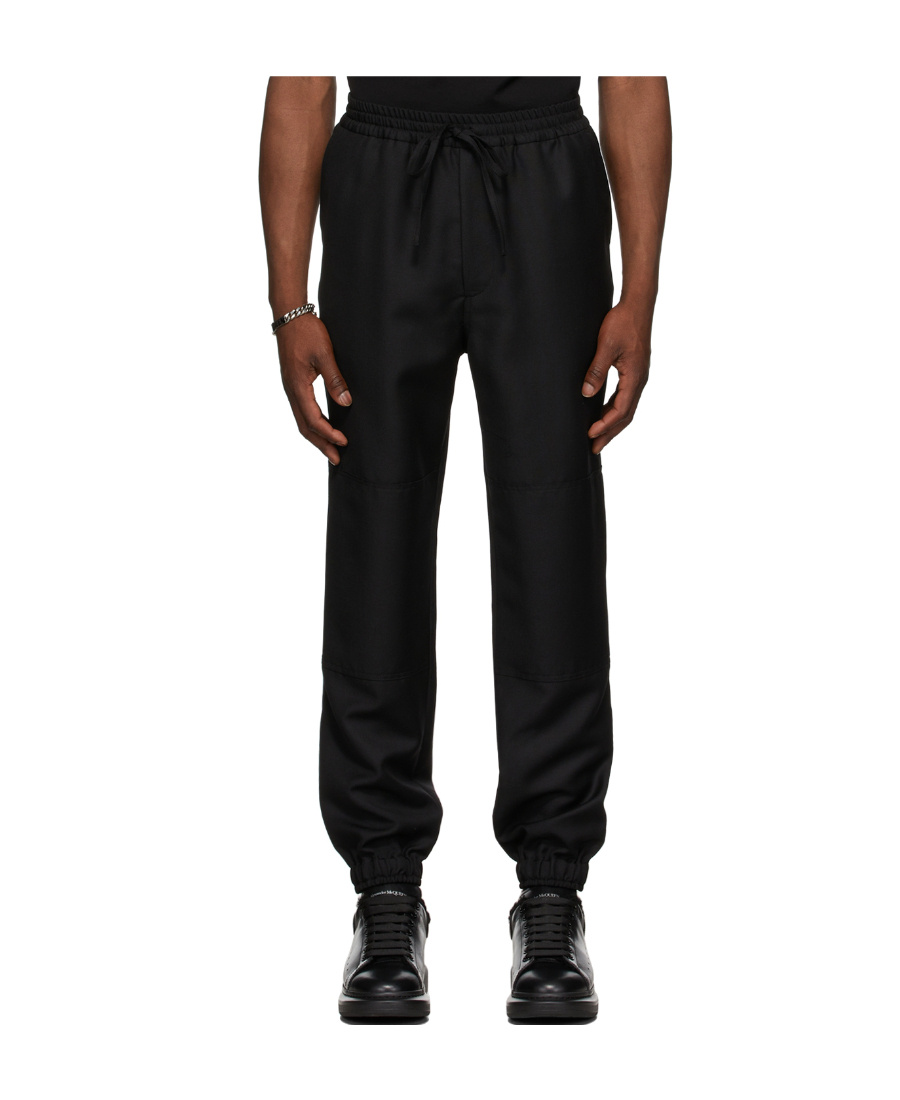 Alexander Mcqueen Straight-leg Wool-blend Track Pants In Black