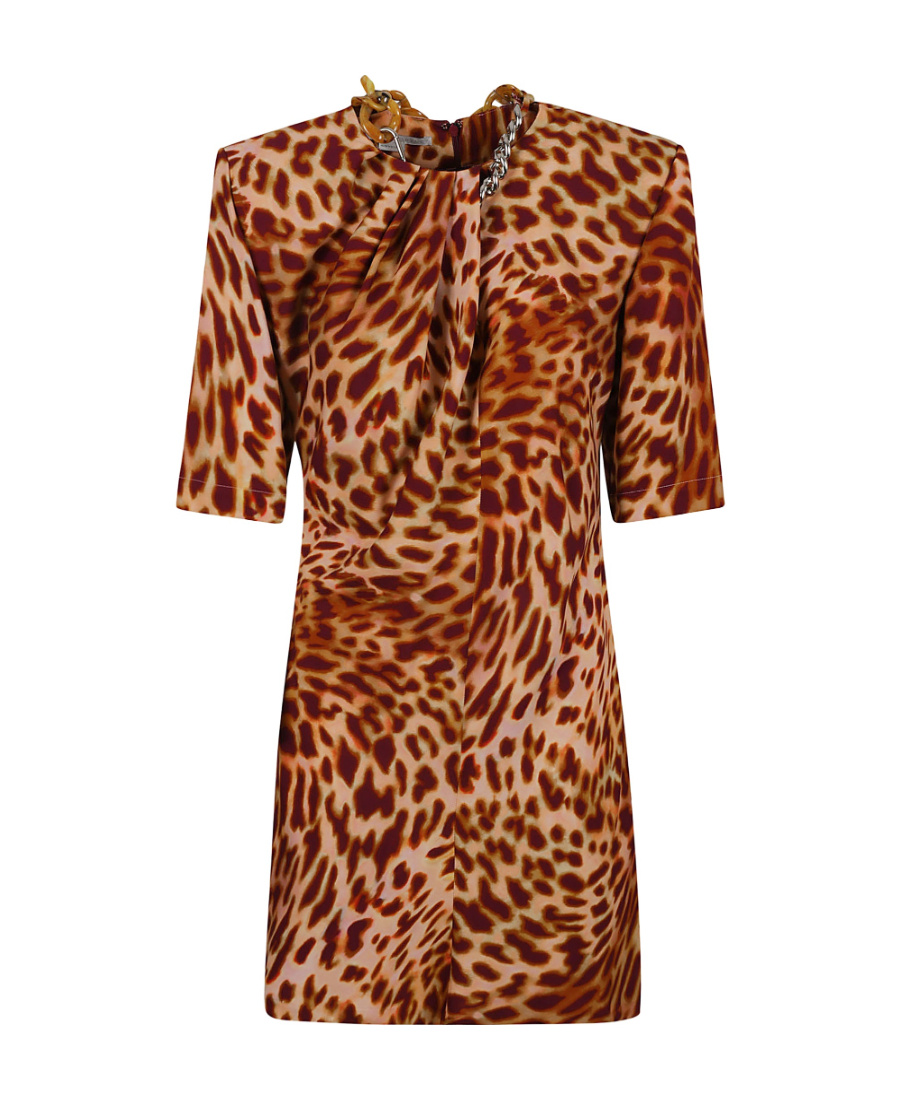 Stella Mccartney Leopard-print Mini Dress In Brown