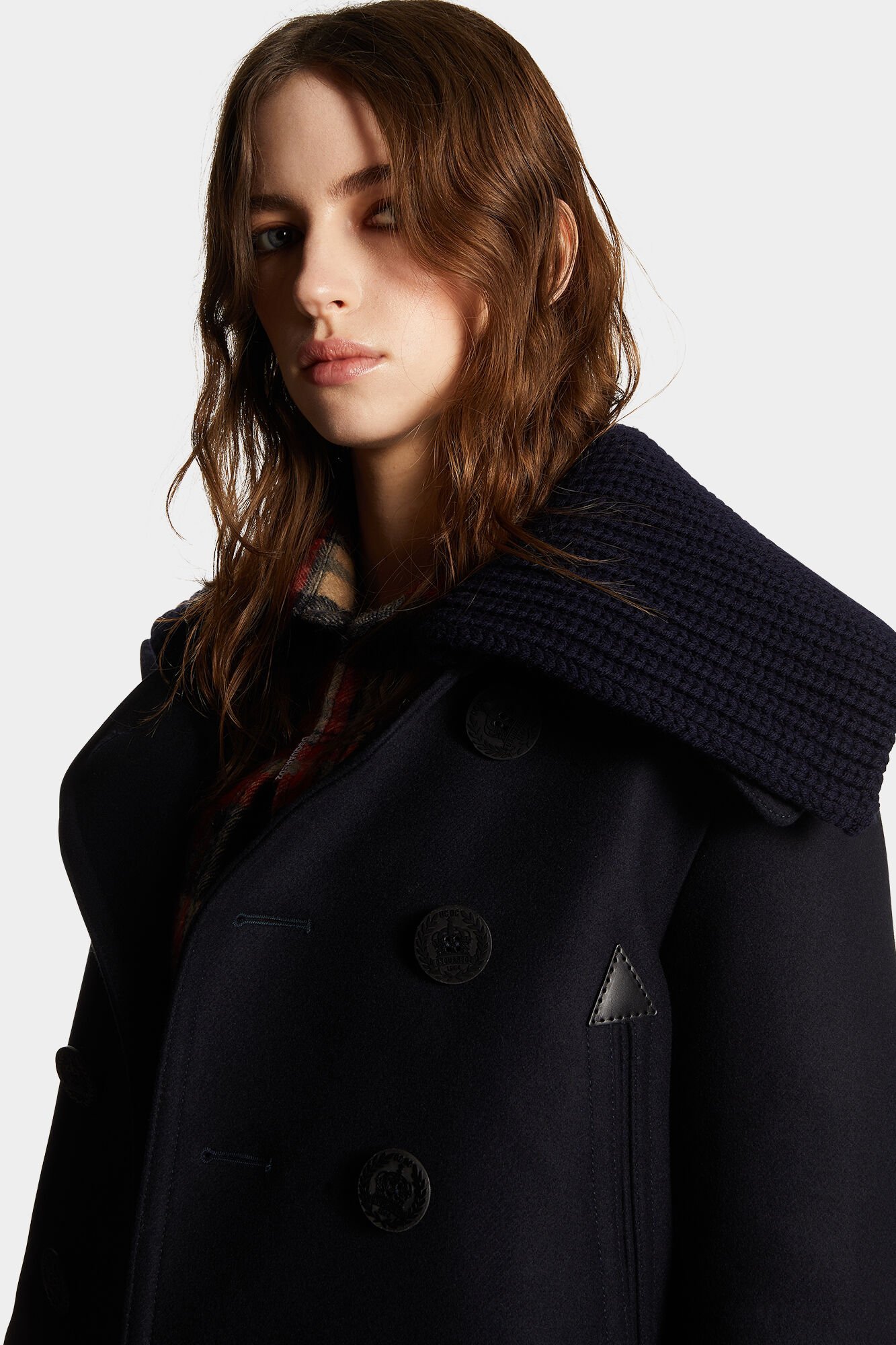Dsquared2 Double-breasted Sailor Mini Peacoat In Black