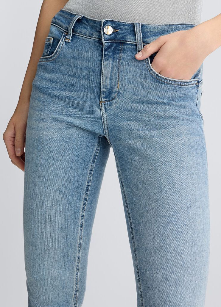Liu •jo Liu Jo Blue Bottom-up Skinny Jeans With Turn-ups In Blue