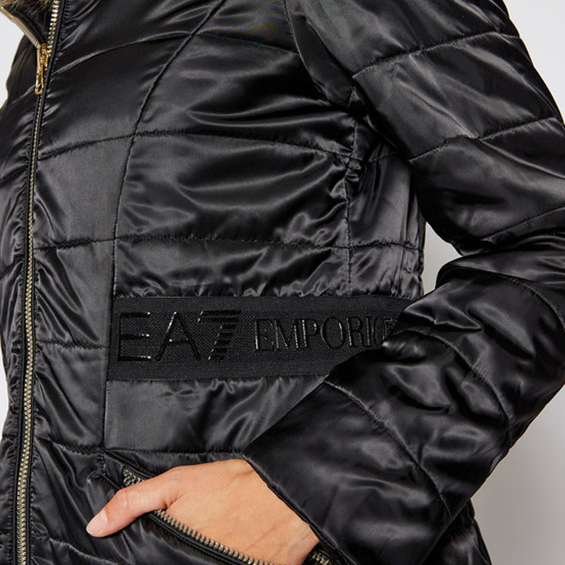 EA7 A COTTON-PADDED SUIT WITH A HOODED JACKET