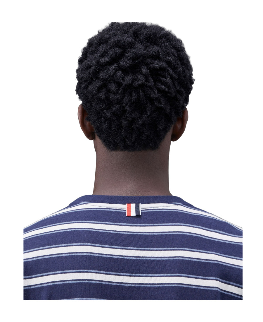 Thom Browne Stripe-print Long-sleeved T-shirt In Blue