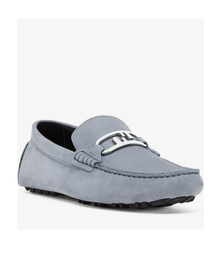 Fendi Light Blue Nubuck Loafers In Blue