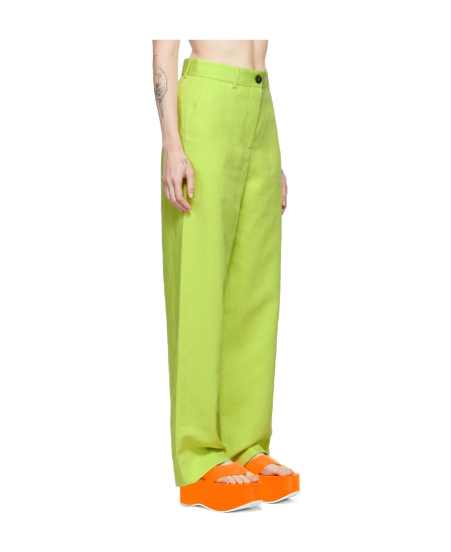 Msgm Logo Casual Pants In Green