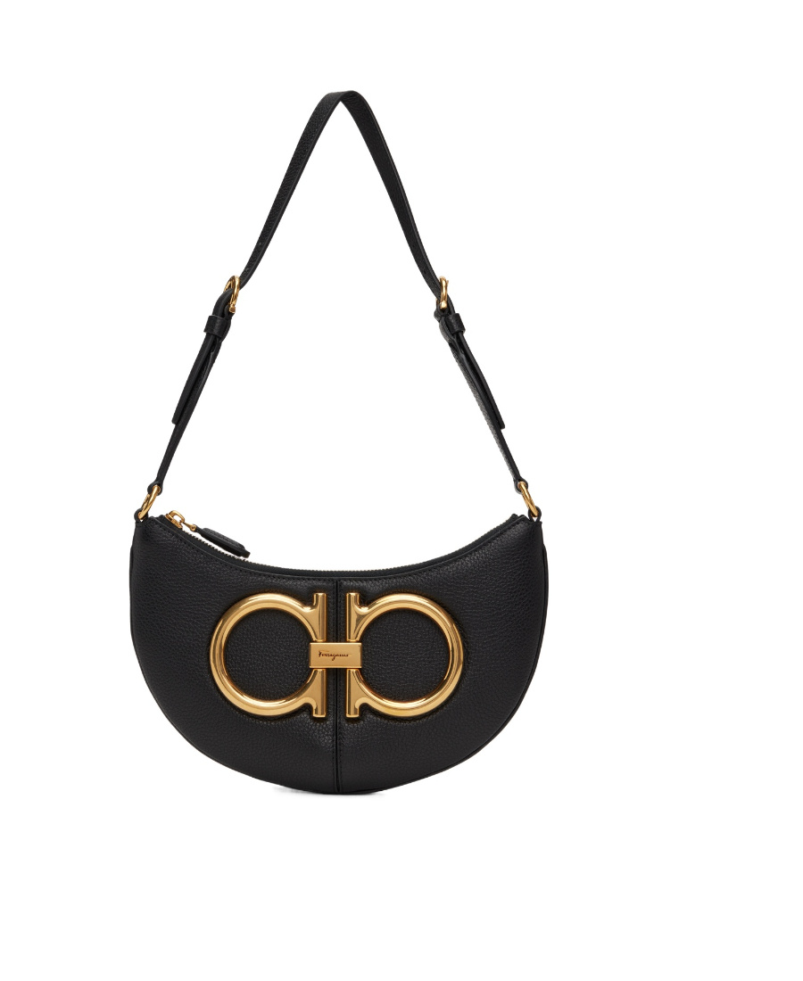 Shop Ferragamo Logo Shoulder Bag In Black