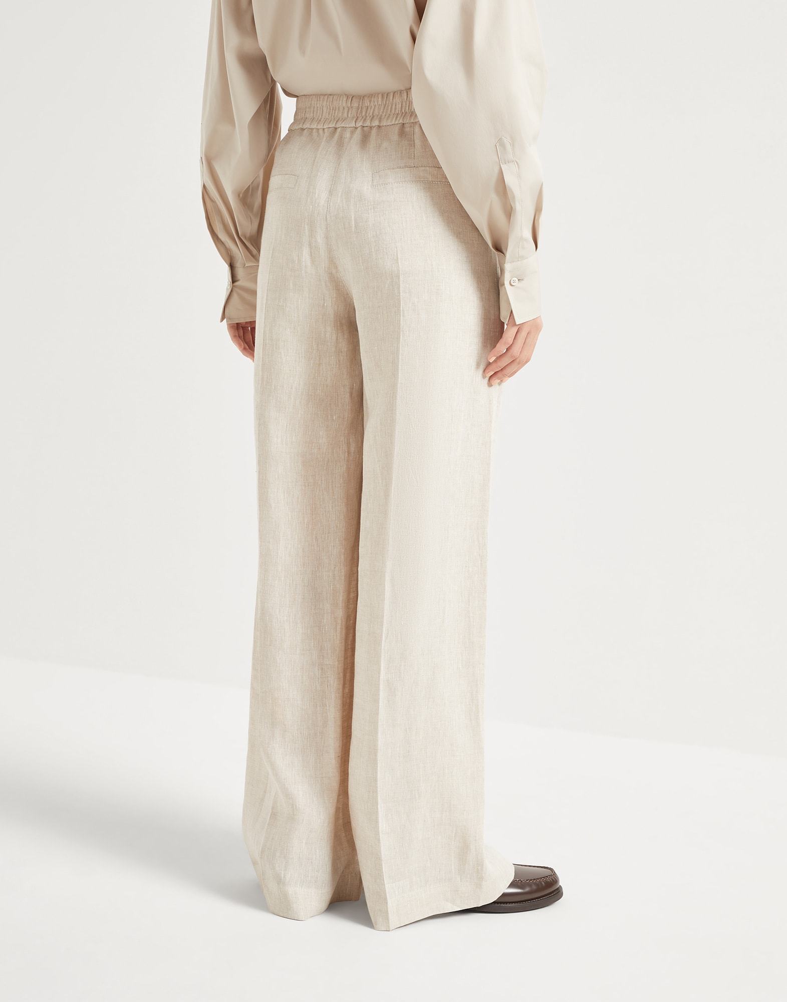 Brunello Cucinelli Linen Trousers In Nude