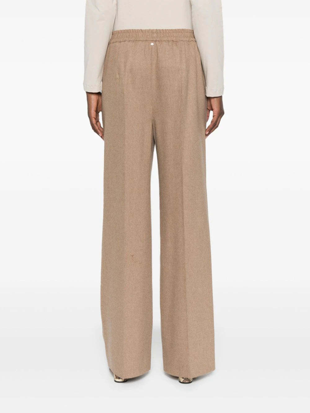 Lorena Antoniazzi Virgin Wool Trousers In Nude