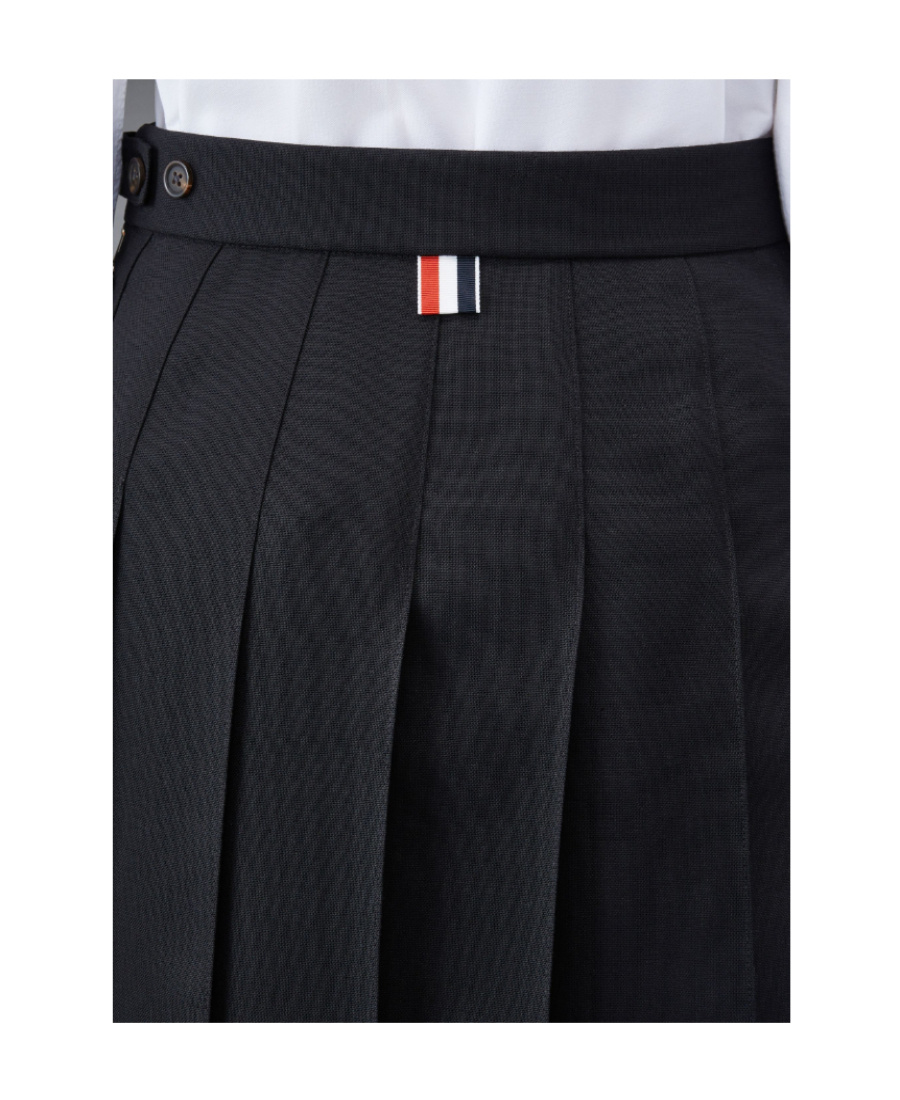 Thom Browne Wool Fresco Pleated Mini Skirt In Black