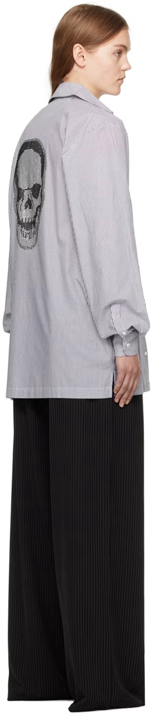 Ottolinger Rhinestone-embellished Striped Shirt In Gray