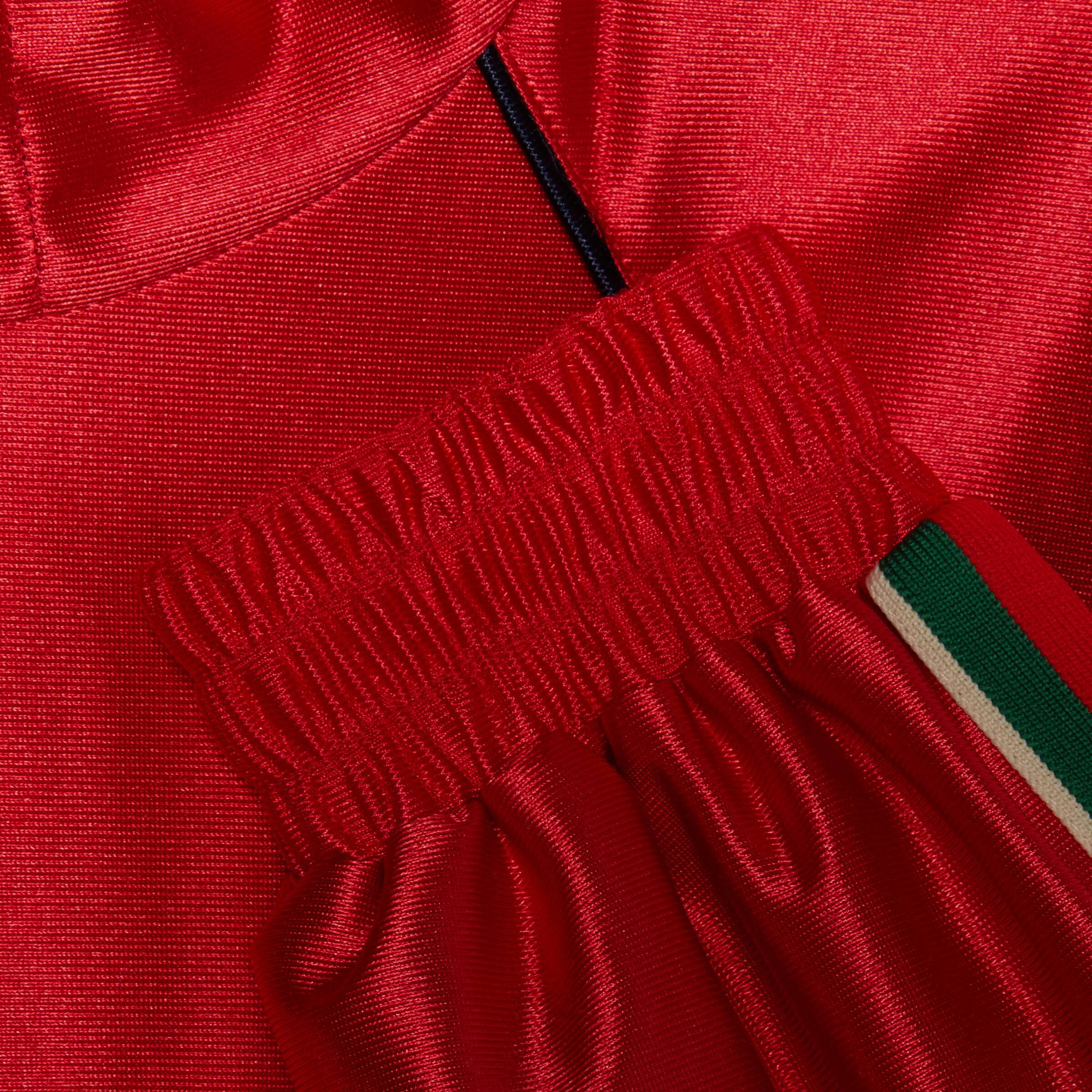 Gucci Web High-shine Drawstring Hoodie In Red