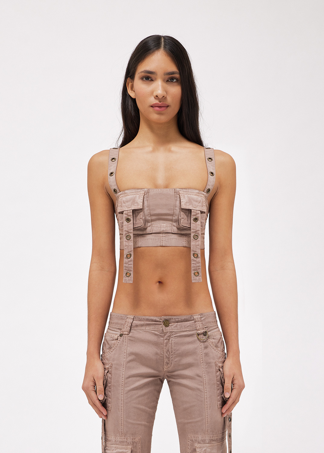 Blumarine Eyelet-detail Bandeau Top In Nude