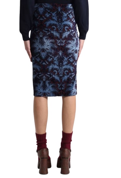 Etro Velvet Brocade Knee-length Skirt With Back Slit In Black